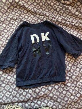 Dkny Navy Short Sleeve Logo Sweatshirt